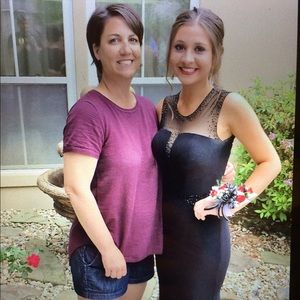 Black dress with mesh top